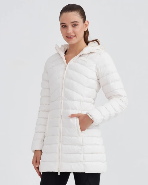 Skechers W Essential Maxi Length Hooded Jacket S212005 Kadın Günlük Mont - Resim 3