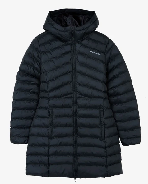 Skechers W Essential Maxi Length Hooded Jacket S212005 Kadın Günlük Mont - Resim 9