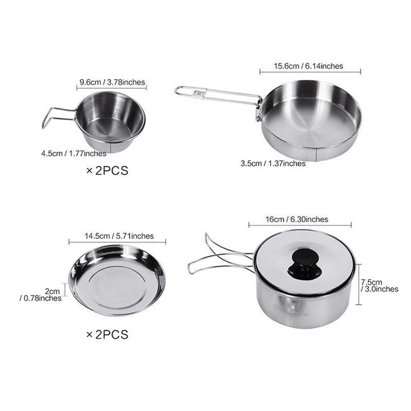 KINGCAMP BACKPACKER III SILVER YEMEK SET (2 KISI) - 3