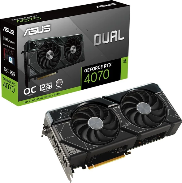 DUAL-RTX4070-O12G-EVO NVIDIA GEFORCE RTX 4070 12GB GDDR6X 192bit 2550MHz OC HDMI 3xDP DLSS3 EKR