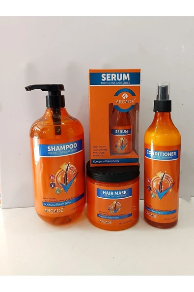 Arcade Saç Bakım Şampuanı Koruyyucu Bakım Serisi 1000ML 4Lü Saç Bakım seti - Resim 4
