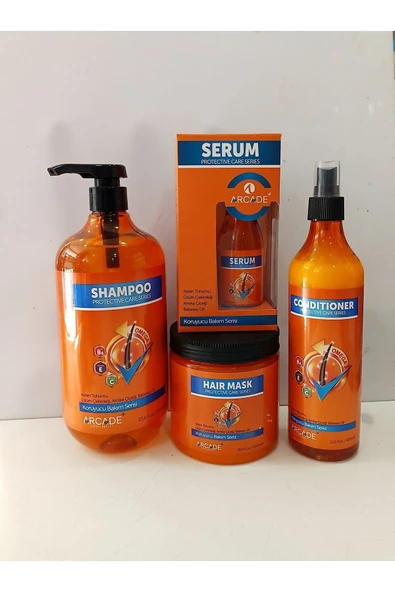 Arcade Saç Bakım Şampuanı Koruyyucu Bakım Serisi 1000ML 4Lü Saç Bakım seti - Resim 3