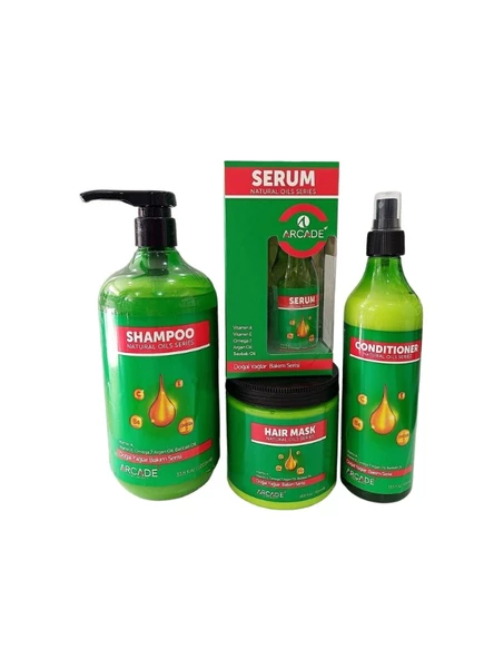 Arcade Saç Bakım Şampuanı Doğal Yağlar Bakım 1000ML 4Lü Saç Bakım seti - Resim 2