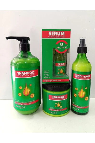 Arcade Saç Bakım Şampuanı Doğal Yağlar Bakım 1000ML 4Lü Saç Bakım seti - Resim 3