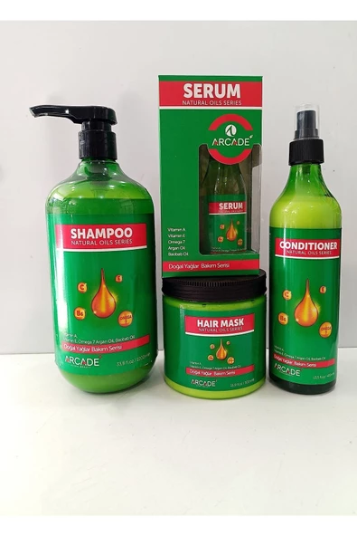 Arcade Saç Bakım Şampuanı Doğal Yağlar Bakım 1000ML 4Lü Saç Bakım seti - Resim 4