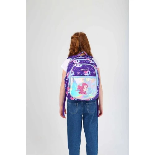 Kaukko Kids Aynalı Nakışlı Denizkızı Mavi Kız Çocuk Okul Sırt Çantası - Resim 4