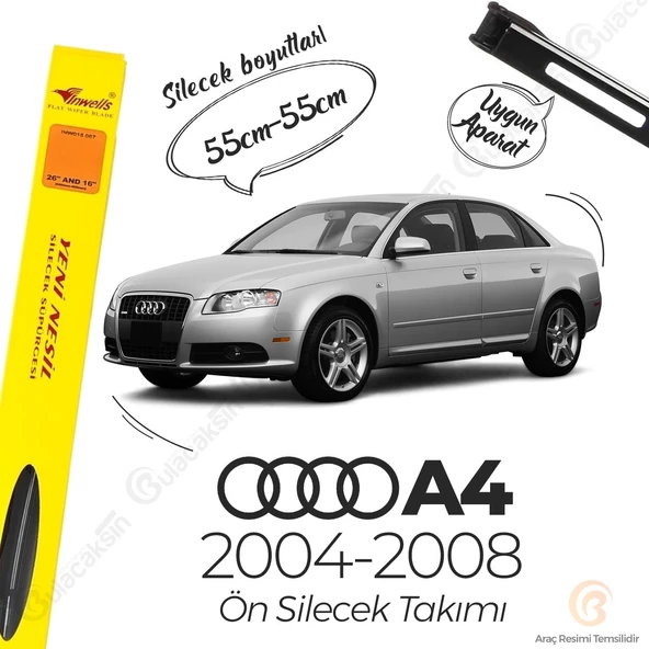 İnwells Muz Silecek Takımı Audi A4 2004-2008 ile uyumlu ürün görseli