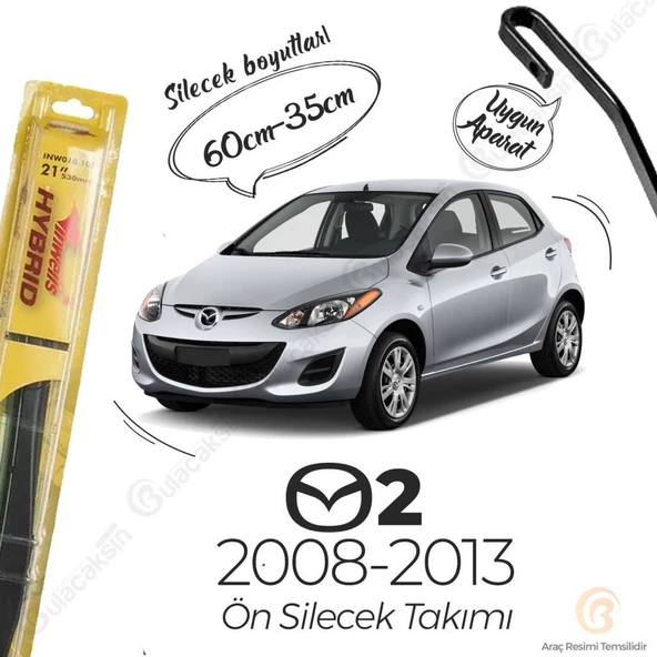 İnwells Hibrit Silecek Takımı Mazda 2 2008-2013 ile uyumlu ürün görseli