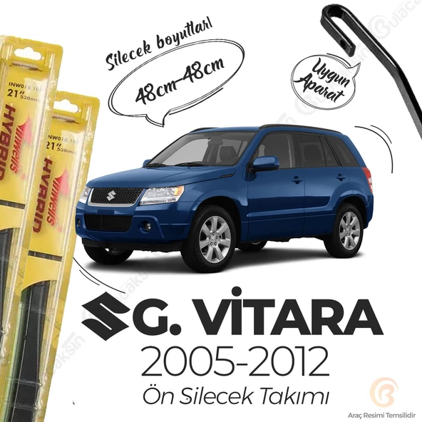 İnwells Hibrit Silecek Takımı Suzuki Grand Vitara 2005-2012 ile uyumlu ürün görseli