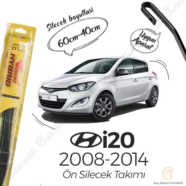 İnwells Hibrit Silecek Takımı Hyundai i20 2008-2014 ile uyumlu - 1