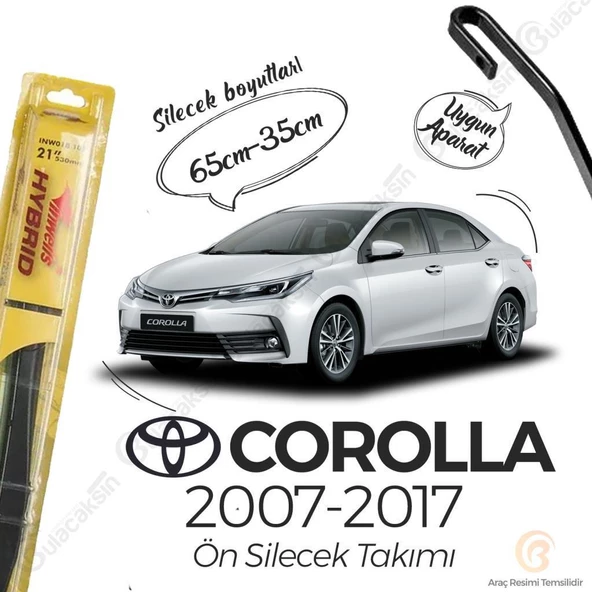 İnwells Hibrit Silecek Takımı Toyota Corolla 2007-2017 ile uyumlu ürün görseli