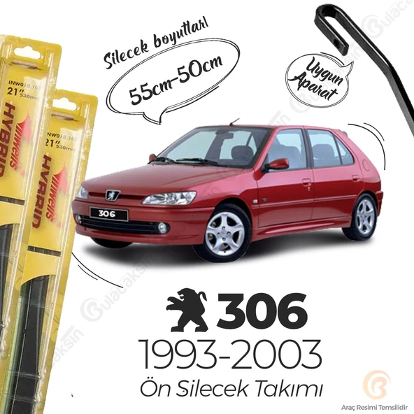 İnwells Hibrit Silecek Takımı Peugeot 306 1993-2003 ile uyumlu ürün görseli
