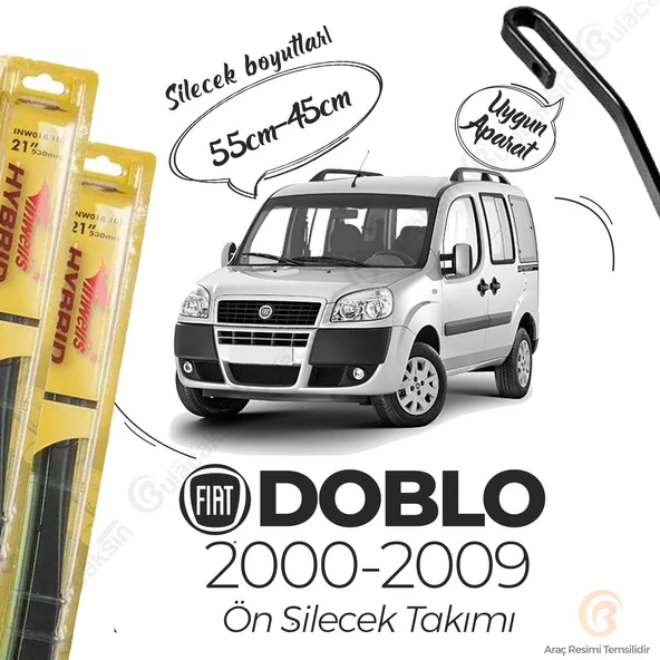 İnwells Hibrit Silecek Takımı Fiat Doblo 2000-2010 ile uyumlu ürün görseli