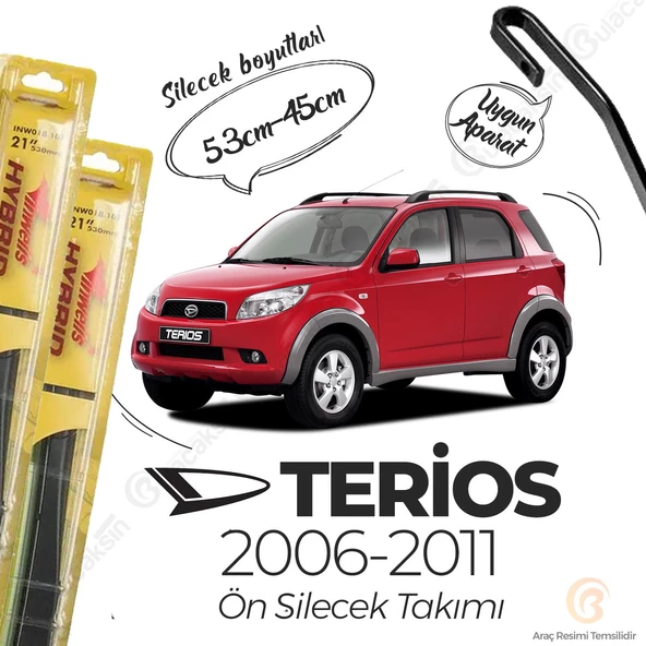 İnwells Hibrit Silecek Takımı Daihatsu Terios 2006-2011 ile uyumlu
