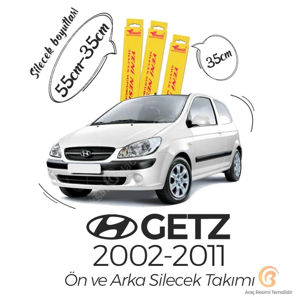 İnwells Ön Arka Silecek Seti Hyundai Getz 2002-2011 ile uyumlu - 1