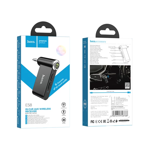 E58 Magic Tak Çalıştır Uyumlu Aux Girişli Bluetooth Ses Dönüştürücü Araç Kiti - 9