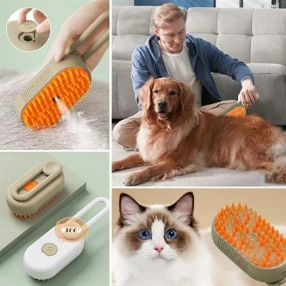 Kedi Köpek Fırçası Su Püskürtmeli Saplı Masaj etkili Tüy Toplama Tarağı - 5