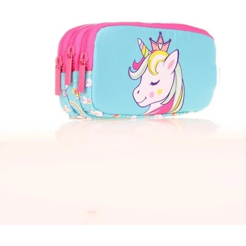 Kaukko Kids 3 Bölmeli Kalem Çantası Toys Unicorn Mavi L8155 - Resim 2