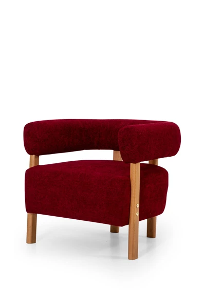 MELLMOD Sweet mod Ahşap Ayaklı Bukle Berjer Bordo - 5