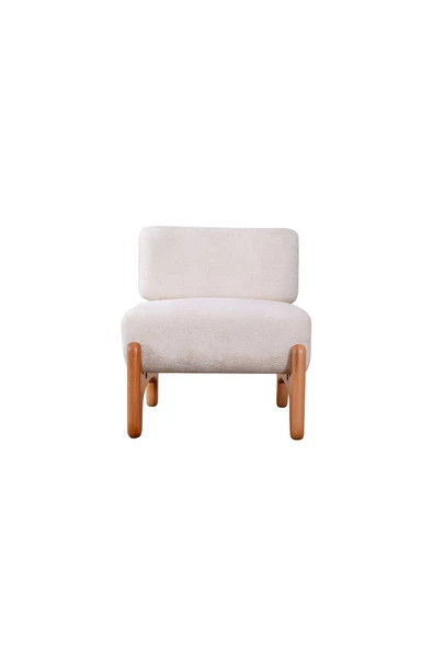 MELLMOD Relax Mod ahşap ayak bukle Berjer krem - 5