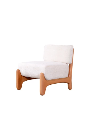 MELLMOD Relax Mod ahşap ayak bukle Berjer krem - 6