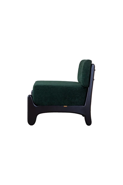 MELLMOD Relax Mod ahşap ayak bukle Berjer yeşil - 4