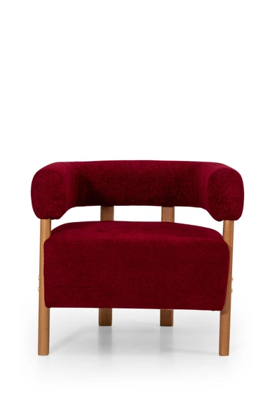 MELLMOD Sweet mod Ahşap Ayaklı Bukle Berjer Bordo - 4