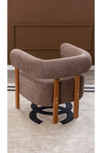 MELLMOD Sweet mod Ahşap Ayaklı Bukle Berjer Kahve - 3