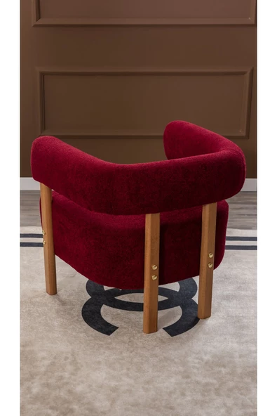 MELLMOD Sweet mod Ahşap Ayaklı Bukle Berjer Bordo - 3