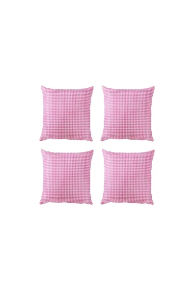 MELLMOD 4 Lü Kazayağı Kırlent Kılıfı - Pembe Beyaz - 2