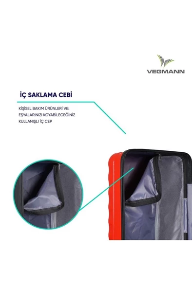 Delphin Kırmızı 3 Lü Valiz Seti - 6
