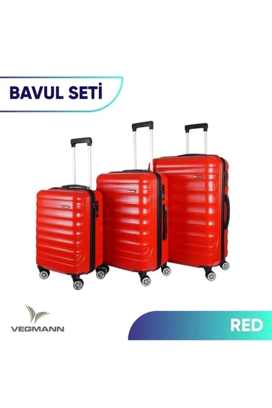 Delphin Kırmızı 3 Lü Valiz Seti - 8