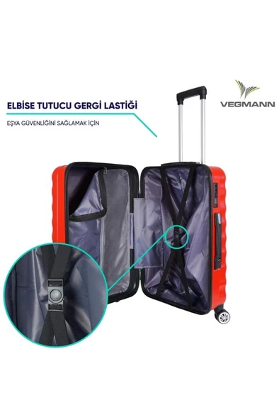 Delphin Kırmızı 3 Lü Valiz Seti - 4