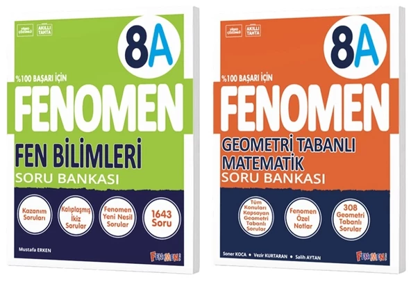 Fenomen Okul 2025 8. Sınıf Fen Bilimleri + Geometri Tabanlı A Serisi Soru Bankası Seti 2 Kitap ürün görseli