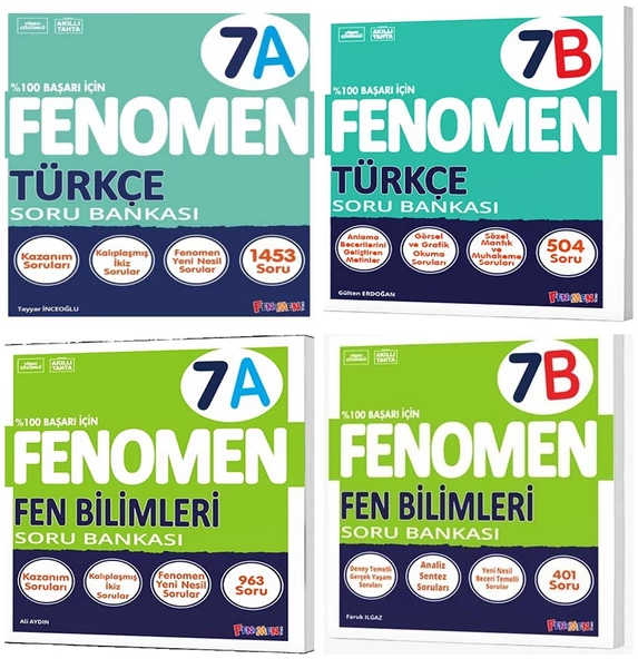 Fenomen Okul 2025 7. Sınıf Türkçe + Fen Bilimleri A + B Serisi Soru Seti 4 Kitap