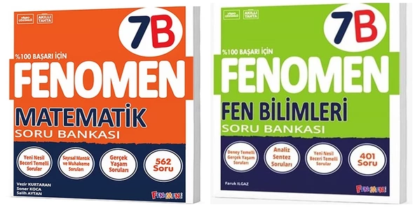 Fenomen Okul 2025 7. Sınıf Matematik + Fen Bilimleri B Serisi Soru Seti 2 Kitap