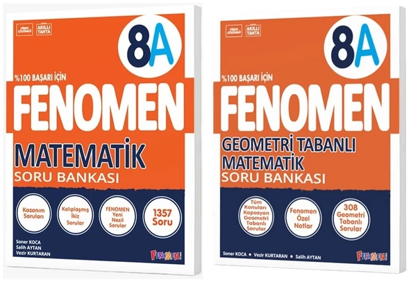 Fenomen Okul 2025 8. Sınıf Matematik + Geometri Tabanlı A Serisi Soru Bankası Seti 2 Kitap