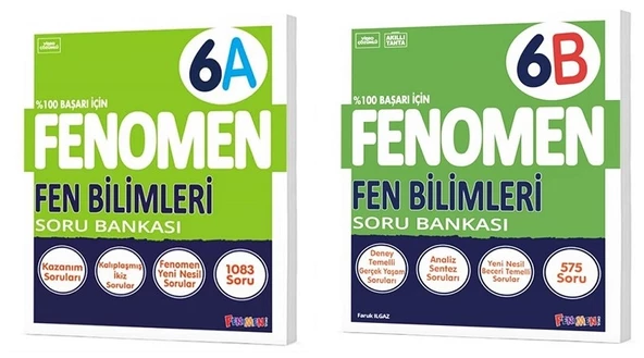 Fenomen Okul 2025 6. Sınıf Fen Bilimleri A + B Serisi Soru Seti 2 Kitap