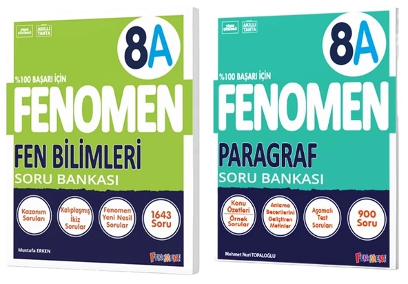 Fenomen Okul 2025 8. Sınıf Fen Bilimleri + Paragraf A Serisi Soru Bankası Seti 2 Kitap