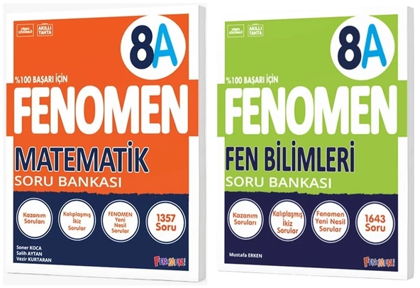 Fenomen Okul 2025 8. Sınıf Matematik + Fen Bilimleri A Serisi Soru Bankası Seti 2 Kitap
