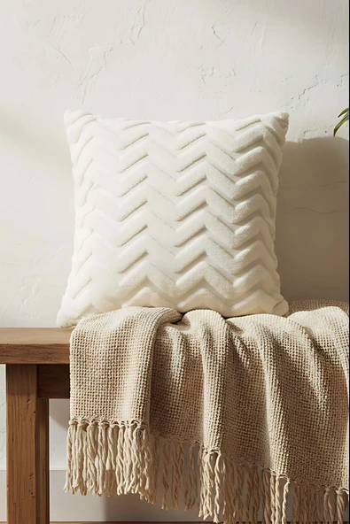 Rivaİstanbul Bohem Özel Tasarım Punch Zik Zak Desen Dekoratif Kırlent Kılıfı ürün görseli 1