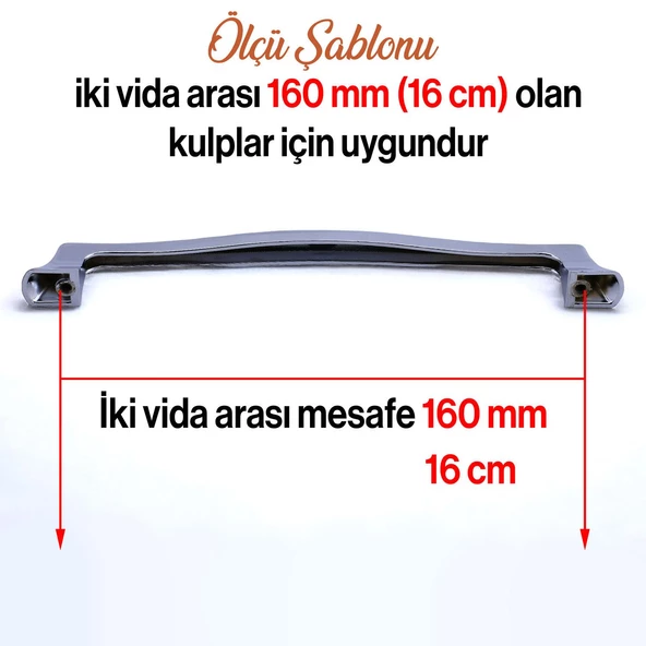 Venüs Kulp Krom Metal 160 mm - 16 cm Mobilya Mutfak Çekmece Dolap Dolabı Kapak Kulbu Kulpu Kulpları - Resim 4