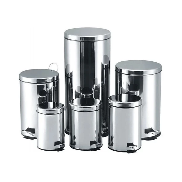 30 Lt Krom,metal Paslanmaz Çöp Kovası Çöp Kutusu Pedallı Amortisörlü Kapak - 2