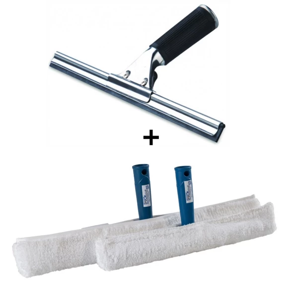 Cam Silme Aparatı Çekçek Metal 35cm 2 Adet Mikrofiber Peluş Ve Aparatı 35 Cm Temizlik Seti - 3