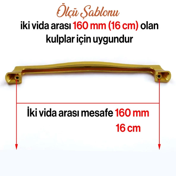 Venüs Kulp Altın Metal 160 mm - 16 cm Mobilya Mutfak Çekmece Dolap Dolabı Kapak Kulbu Kulpu Kulpları - Resim 4