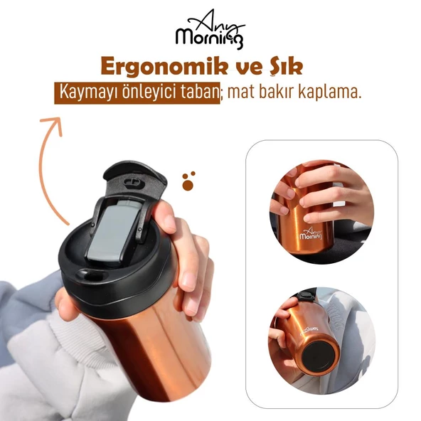 Any Morning SI232021 İki Ağızlı Termos Mug Bakır 400 ml - 3