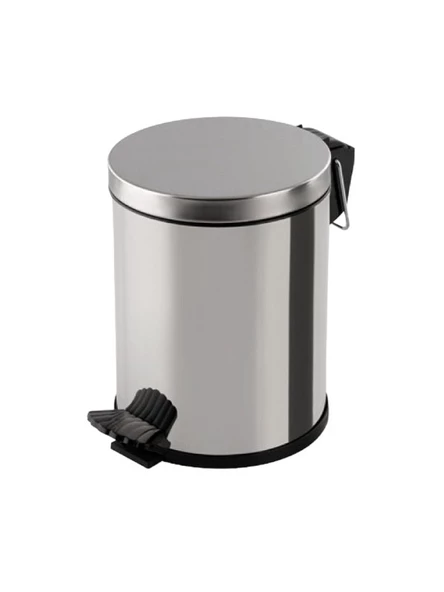 5 Litre Paslanma Krom 2'li Banyo Seti Pedallı Çöp Kovası Wc Klozet Tuvalet Fırça Seti Banyo - 4