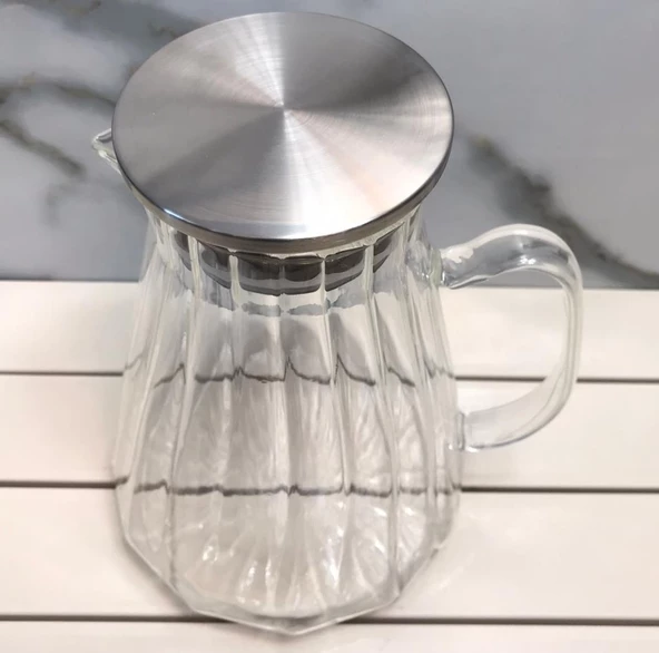 Kapris Metal Kapaklı 1500 Ml Cam Sürahi KAP-020 - Resim 3