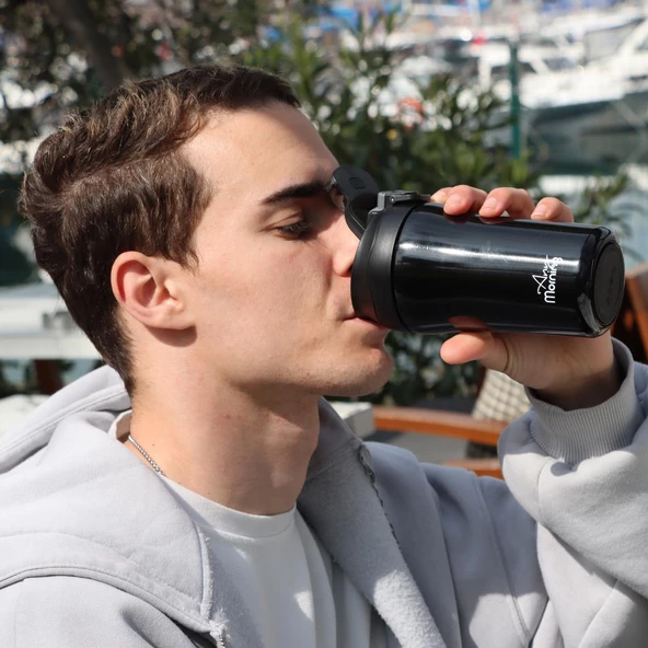 Any Morning SI232021 İki Ağızlı Termos Mug Siyah 400 ml - 5