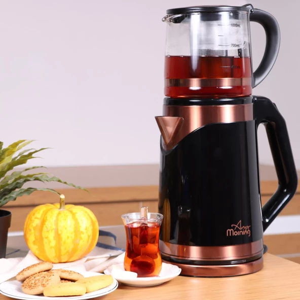 Any Morning DE23203SX Cam Demlikli Çelik Su Isıtıcılı Çay Makinesi - 3
